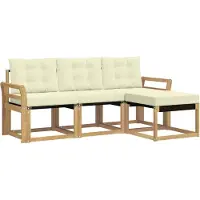 vidaXL Ensemble de salon de jardin 4 pièces, blanc et crème