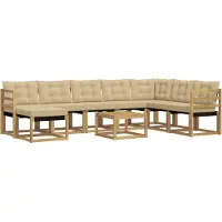 vidaXL Ensemble de canapés d'extérieur avec coussins, 9 pièces, blanc et beige