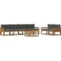 vidaXL Ensemble de canapés d'extérieur avec coussins 7 pièces Nature et Anthracite
