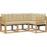 vidaXL Ensemble de salon de jardin 4 pièces, blanc et beige