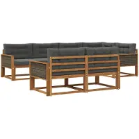 vidaXL Ensemble de canapés d'extérieur avec coussins 7 pièces Nature et Anthracite