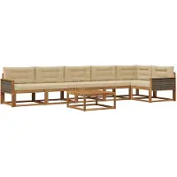 vidaXL Ensemble de canapés d'extérieur avec coussins 7 pièces Nature et Beige