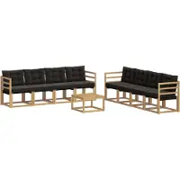 vidaXL Ensemble de canapés d'extérieur avec coussins, 9 pièces, blanc et noir