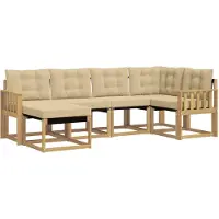 vidaXL Ensemble de canapés d'extérieur avec coussins, 6 pièces, blanc et beige