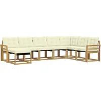 vidaXL Ensemble de salon de jardin 8 pièces, blanc et crème