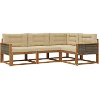 vidaXL Ensemble de canapés d'extérieur avec coussins 4 pièces Nature et Beige