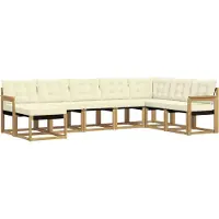 vidaXL Ensemble de salon de jardin 8 pièces, blanc et crème