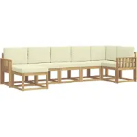 vidaXL Ensemble de canapés d'extérieur avec coussins, 7 pièces, blanc et crème, en polyester
