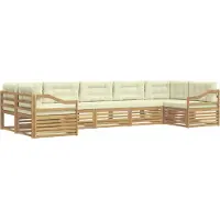 vidaXL Ensemble de canapés d'extérieur avec coussins, 7 pièces, blanc et crème, en polyester