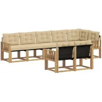 vidaXL Ensemble de salon de jardin 8 pièces, blanc et beige