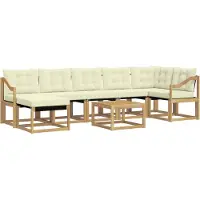 vidaXL Ensemble de salon de jardin 8 pièces, blanc et crème