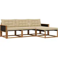 vidaXL Ensemble de canapés d'extérieur avec coussins 4 pièces Nature et Beige