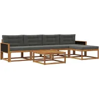 vidaXL Ensemble de canapés d'extérieur avec coussins 6 pièces Nature et Anthracite