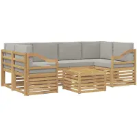 vidaXL Ensemble de canapés d'extérieur , 7 pièces, polyester blanc et gris clair