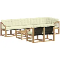 vidaXL Ensemble de salon de jardin 9 pièces, blanc et crème