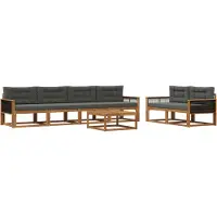vidaXL Ensemble de canapés d'extérieur avec coussins 7 pièces Nature et Anthracite