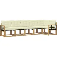vidaXL Ensemble de canapés d'extérieur avec coussins, 6 pièces, blanc et crème