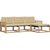 vidaXL Ensemble de canapés d'extérieur avec coussins, 4 pièces, blanc et beige