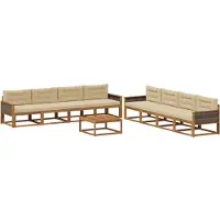 vidaXL Ensemble de canapés d'extérieur avec coussins 9 pièces Nature et Beige