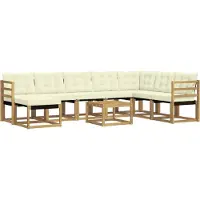 vidaXL Ensemble de canapés d'extérieur avec coussins, 9 pièces, blanc et crème
