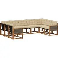 vidaXL Ensemble de canapés d'extérieur avec coussins 9 pièces Nature et Beige