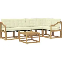 vidaXL Ensemble de salon de jardin 6 pièces, blanc et crème