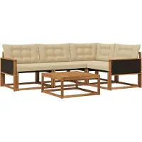 vidaXL Ensemble de canapés d'extérieur avec coussins 5 pièces Nature et Beige