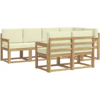 vidaXL Ensemble de salon de jardin , 7 pièces, blanc et crème, en polyester