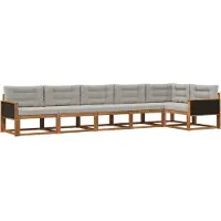 vidaXL Ensemble de canapés d'extérieur avec coussins, 6 pièces, couleur naturelle et gris clair