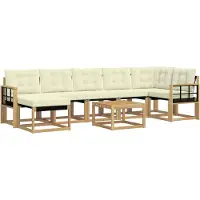 vidaXL Ensemble de canapés d'extérieur avec coussins, 8 pièces, blanc et crème