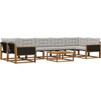 vidaXL Ensemble de canapés d'extérieur avec coussins 8 pièces Naturel et gris clair