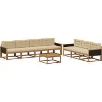 vidaXL Ensemble de canapés d'extérieur avec coussins 8 pièces Nature et Beige
