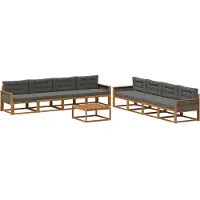 vidaXL Ensemble de canapés d'extérieur avec coussins 9 pièces Nature et Anthracite