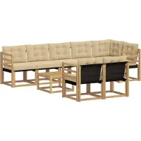 vidaXL Ensemble de salon de jardin 9 pièces, blanc et beige