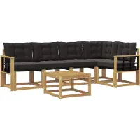 vidaXL Ensemble de canapés d'extérieur avec coussins, 6 pièces, blanc et noir