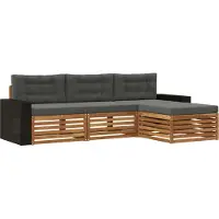 vidaXL Ensemble de canapés d'extérieur , 4 pièces, polyester naturel et anthracite