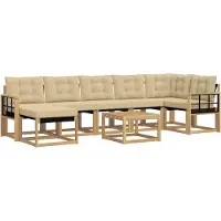 vidaXL Ensemble de canapés d'extérieur avec coussins, 8 pièces, blanc et beige