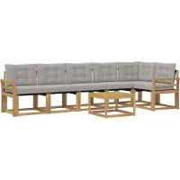 vidaXL Ensemble de canapés d'extérieur avec coussins, 7 pièces, blanc et gris clair