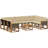 vidaXL Ensemble de canapés d'extérieur avec coussins 10 pièces Nature et Beige