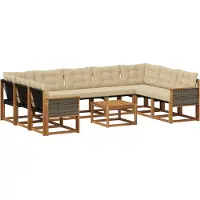 vidaXL Ensemble de canapés d'extérieur avec coussins 10 pièces Nature et Beige