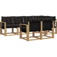 vidaXL Ensemble de canapés d'extérieur avec coussins, 7 pièces, blanc et noir