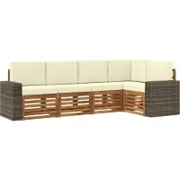 vidaXL Ensemble de salon de jardin , 5 pièces, en polyester, couleurs naturelles et crème