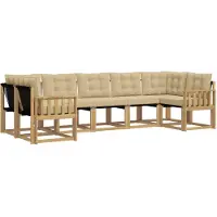 vidaXL Ensemble de canapés d'extérieur avec coussins, 7 pièces, blanc et beige