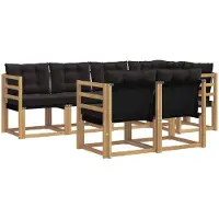vidaXL Ensemble de canapés d'extérieur avec coussins, 7 pièces, blanc et noir