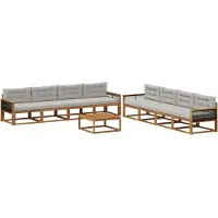 vidaXL Ensemble de canapés d'extérieur avec coussins, 9 pièces, couleur naturelle et gris clair