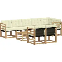 vidaXL Ensemble de salon de jardin 9 pièces, blanc et crème
