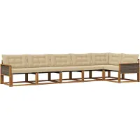 vidaXL Ensemble de canapés d'extérieur avec coussins 6 pièces Nature et Beige