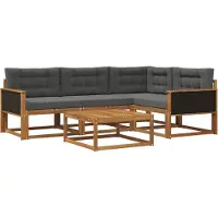 vidaXL Ensemble de canapés d'extérieur avec coussins 5 pièces Nature et Anthracite