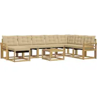 vidaXL Ensemble de canapés d'extérieur avec coussins, 9 pièces, blanc et beige