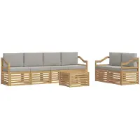 vidaXL Ensemble de canapés d'extérieur , 7 pièces, polyester blanc et gris clair